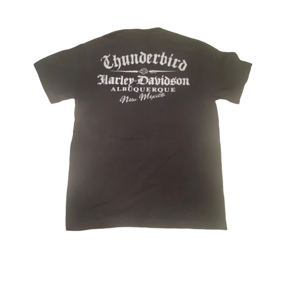 Harley-Davidson Large Black T-Shirt With American Flag Skull & Thunderbird Albuq - Picture 5 of 6